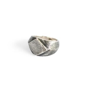Sterling Silver Men's Ring Triangle with Texture