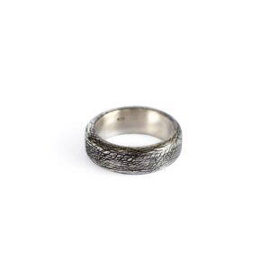 Sterling Silver Men Ring Half Round Band with line texture