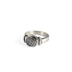 Sterling Silver Men's Ring with Saint Christopher