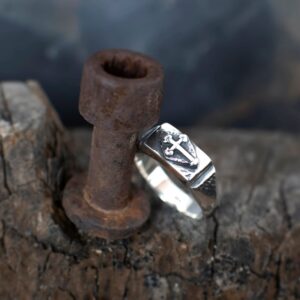 Sterling Silver Men's Signet Ring with cross