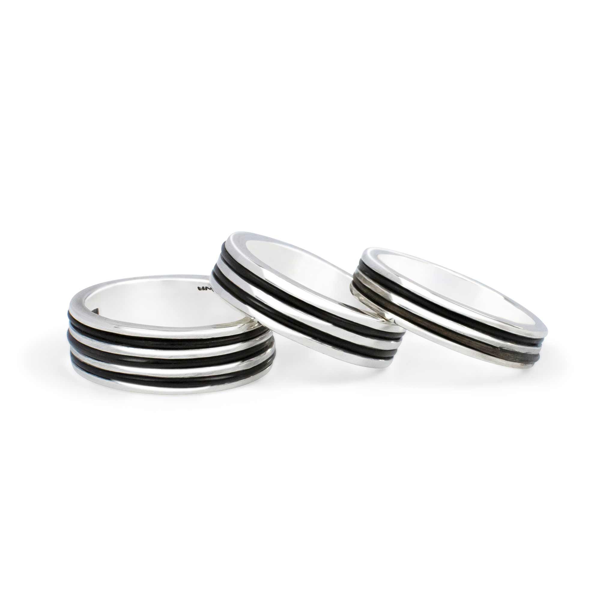 Sterling Silver Men's Wide Band Ring with artificial elephant Hair - Image 3
