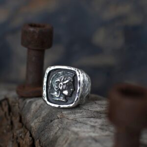 Sterling Silver Signet style Ring with Spartan